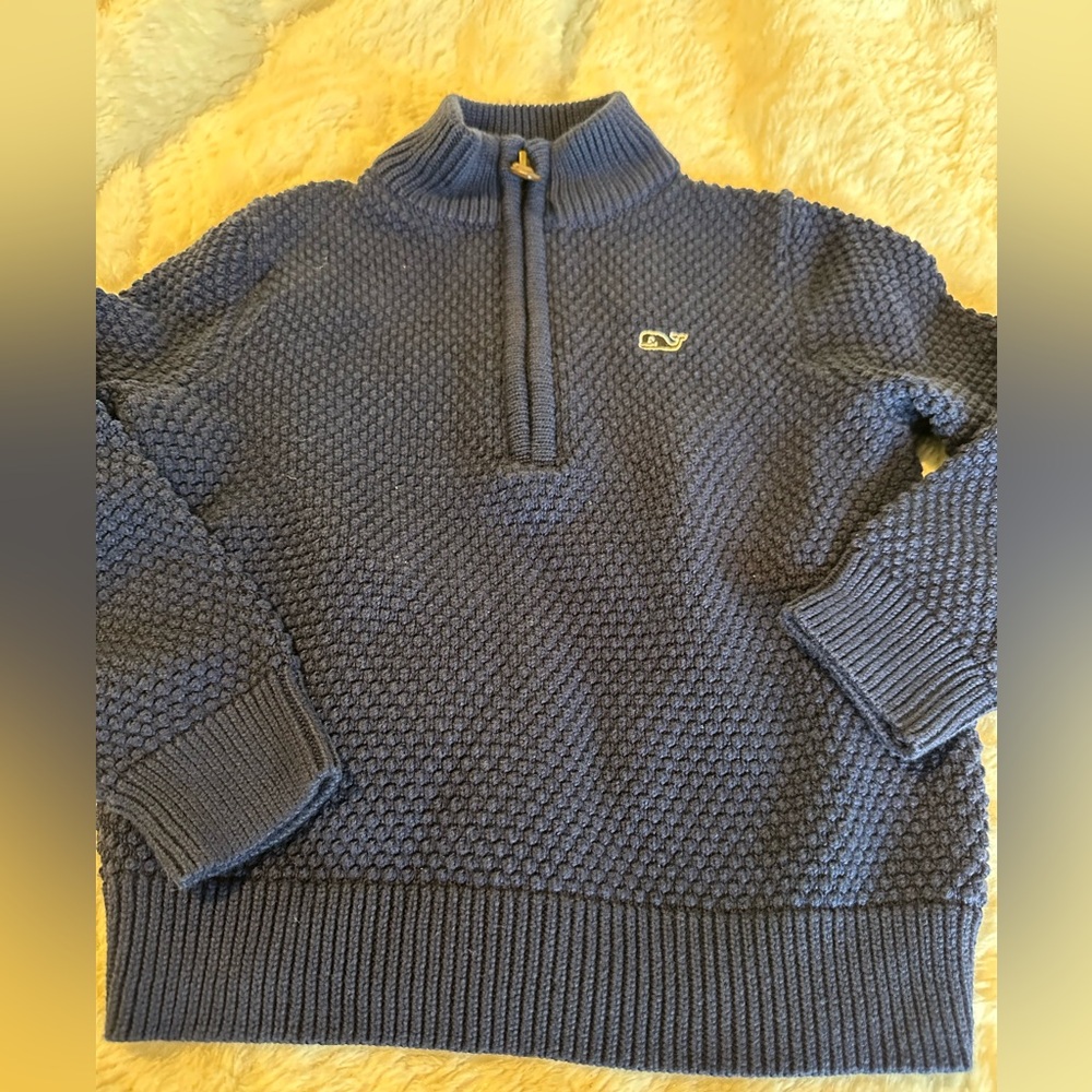 Boys size 4T, Vineyard Vines Textured Navy Zip-Up Sweater